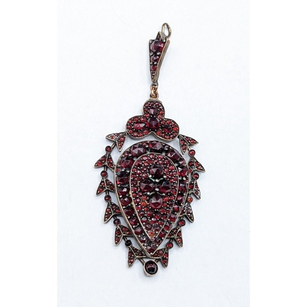 Victorian Antique Czech Bohemian Rose Cut Garnet Mourning Locket *READ*
